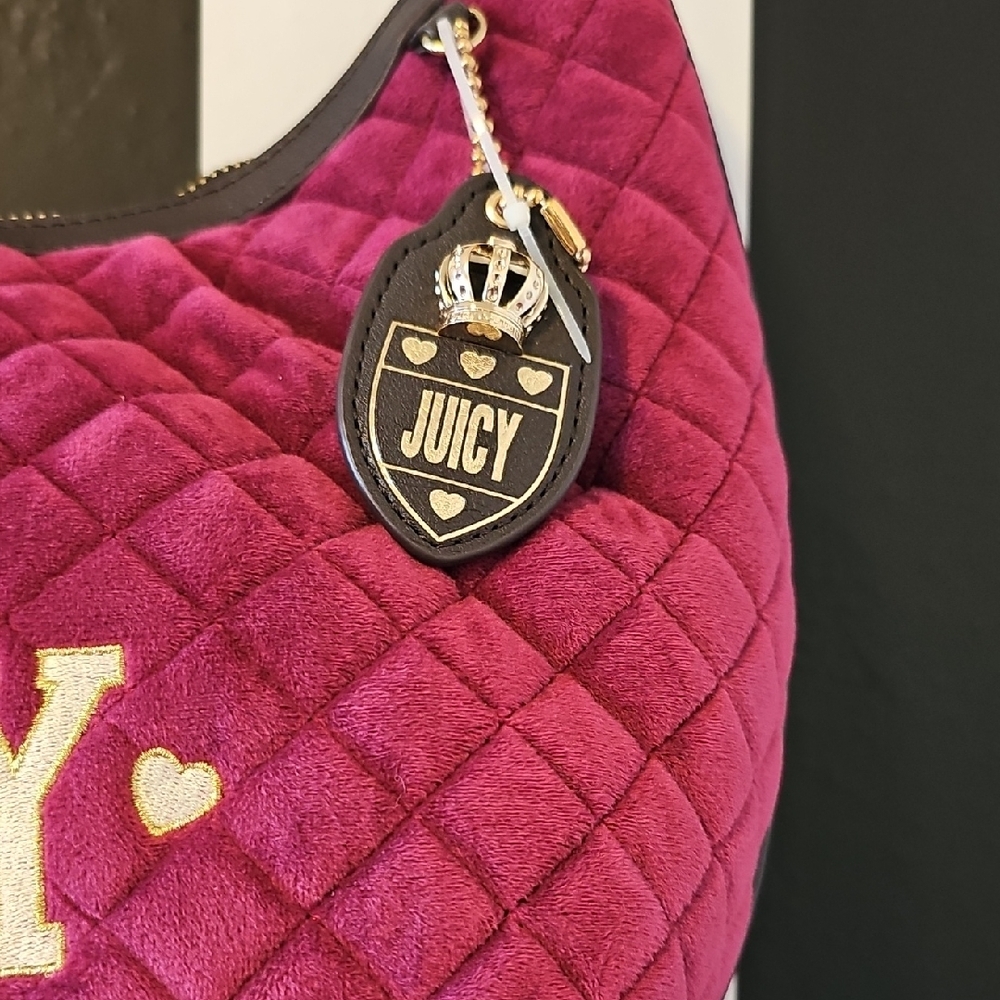 Juicy By Juicy Couture Crowning Glory Quilted Velour Hobo Bag - Picture 3 of 5